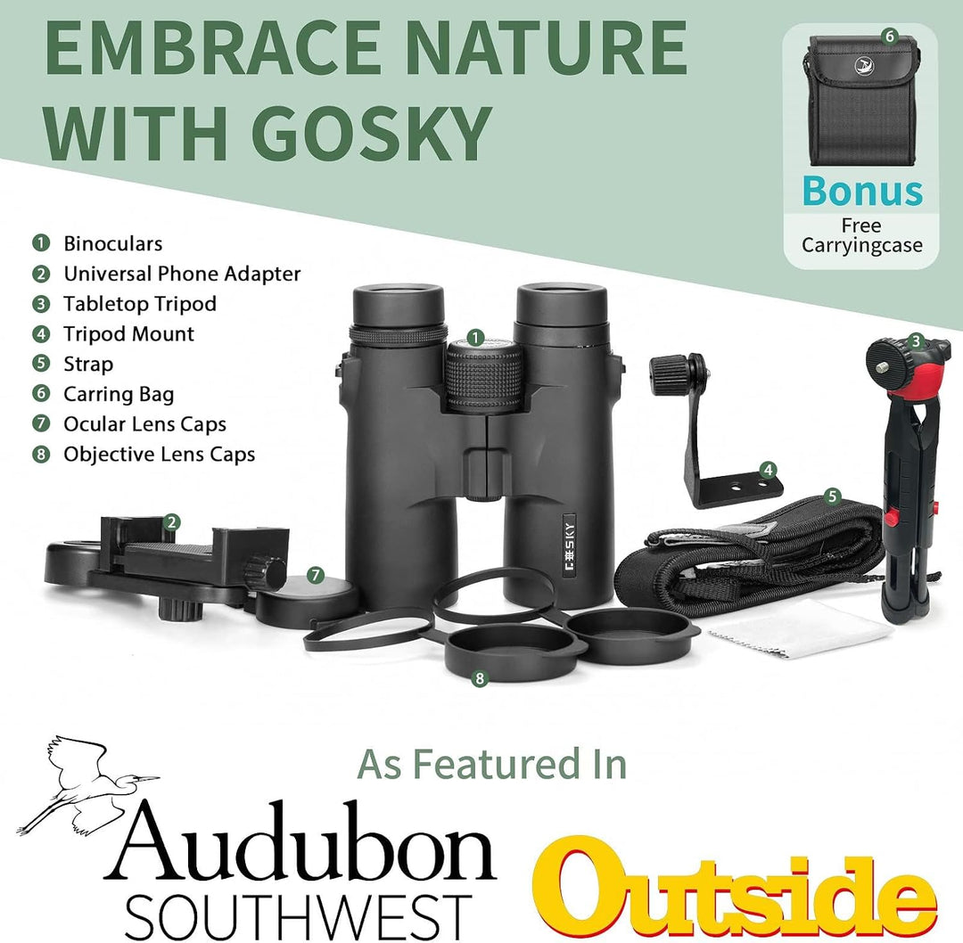Gosky 8 x 42 Dachprismen-Fernglas für Erwachsene, HD-Fernglas für Vogelbeobachtung, Reisen, Sternenb