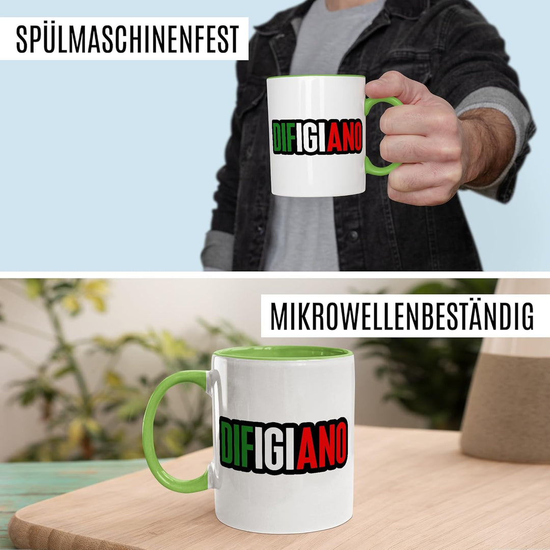 Bayern Tasse mit Spruch – Geschenk Difigiano – Kaffeetasse 330ml aus Keramik – Bayerisch Italien Wor