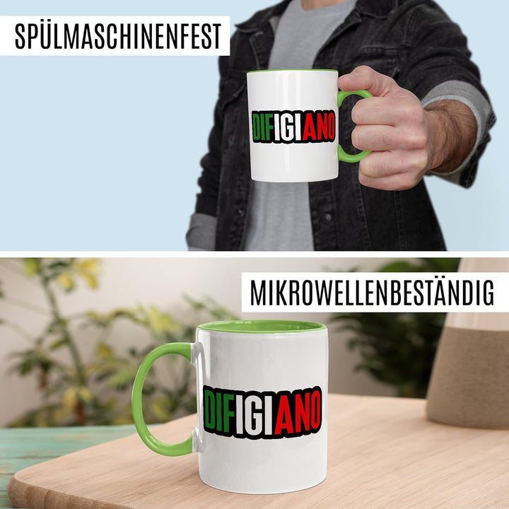 Bayern Tasse mit Spruch – Geschenk Difigiano – Kaffeetasse 330ml aus Keramik – Bayerisch Italien Wor