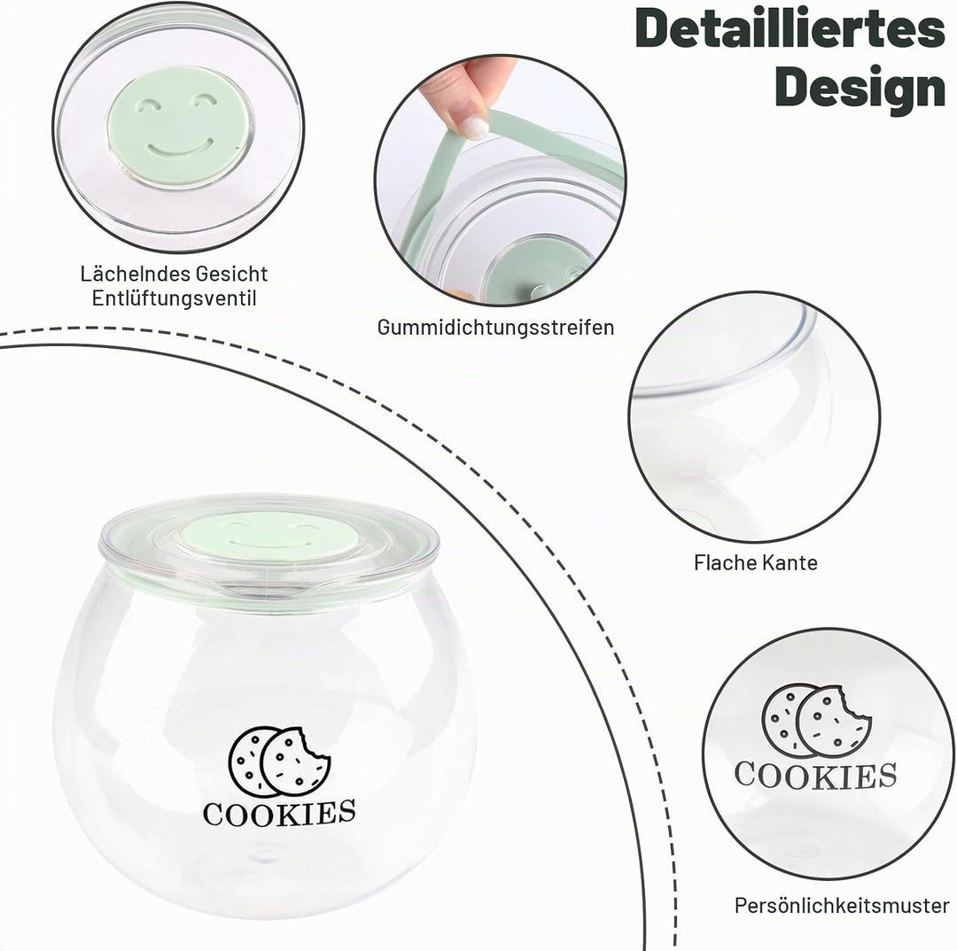 Keksdose 2L Kunststoff mit Silikondichtung Transparent Vorratsdose | Keksdose mit Öffnung bietet sch