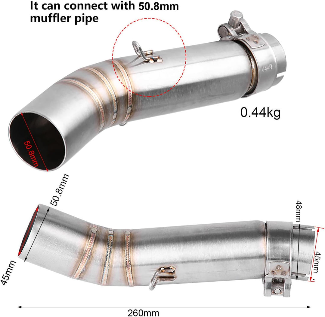 Motorrad Auspuff Qiilu Auspuff Mittelteil aus rostfreiem Stahl für CBR500R CB500X 2013-2015