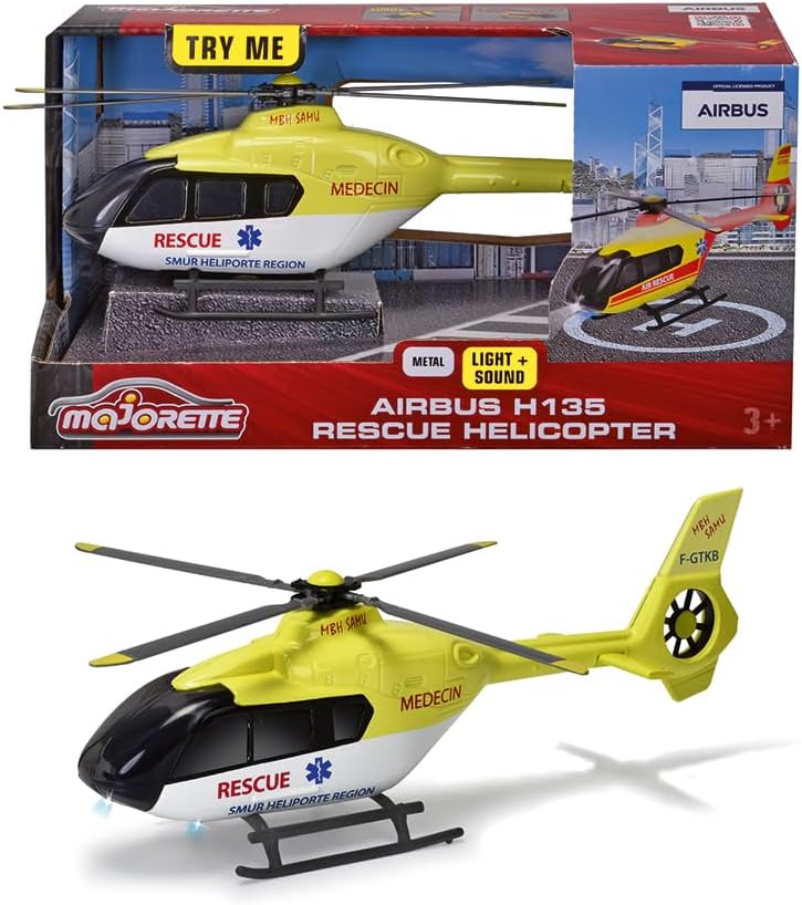 Majorette - Grand Series – Samu Airbus Hubschrauber – 22 cm (Massstab 1:43) – Sound und Licht – ab 3