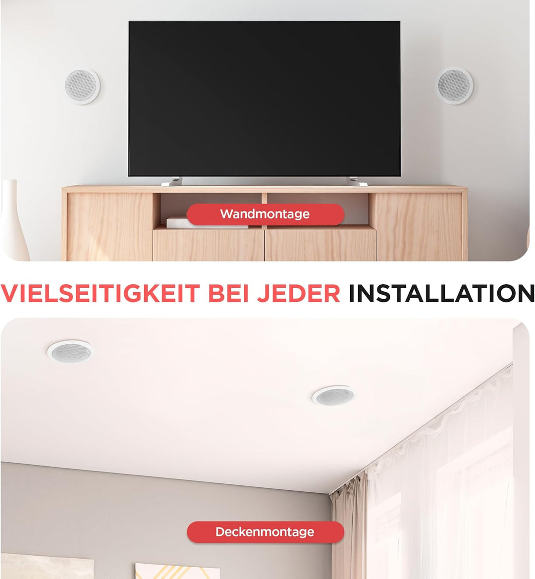 pyle Home pdic51rd 2-Zweiwege-Decken-Wandhalterung Lautsprecher System – schwarz Standard schwarz, S