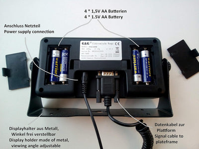 G&G PSB-B Paketwaage Plattformwaagen 100kg/5g, 38cmX32cm LED mit Netzteil oder Batteriebetrieb (100K