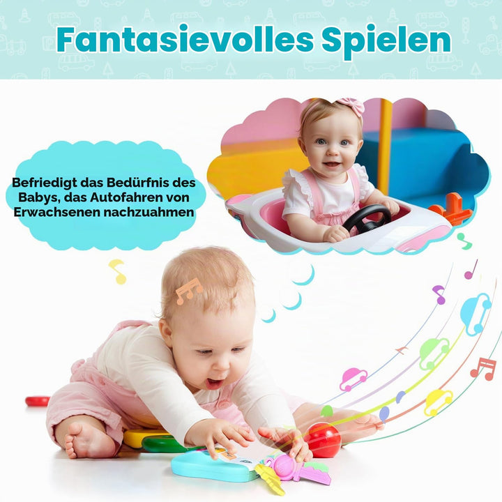 MOMUSE Beissring Baby, Beissspielzeug mit Autoschlüssel, Baby Spielzeug 1 Jahr, Spielzeug Schlüssel