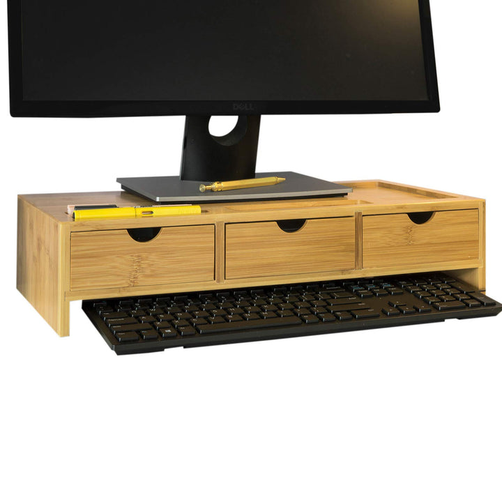 SoBuy BBF03-N Monitorerhöhung Monitorständer Bildschirmständer Schreibtischaufsatz mit Fächern und 3