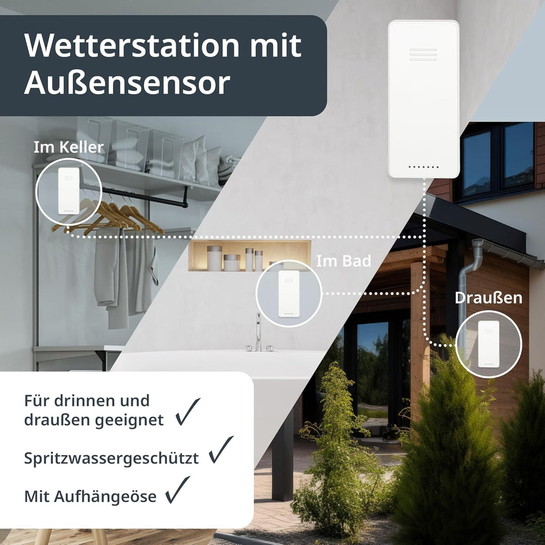 ADE Digitale Wetterstation Funk mit Aussensensor | Innen und Aussentemperatur | Luftfeuchtigkeitsmes