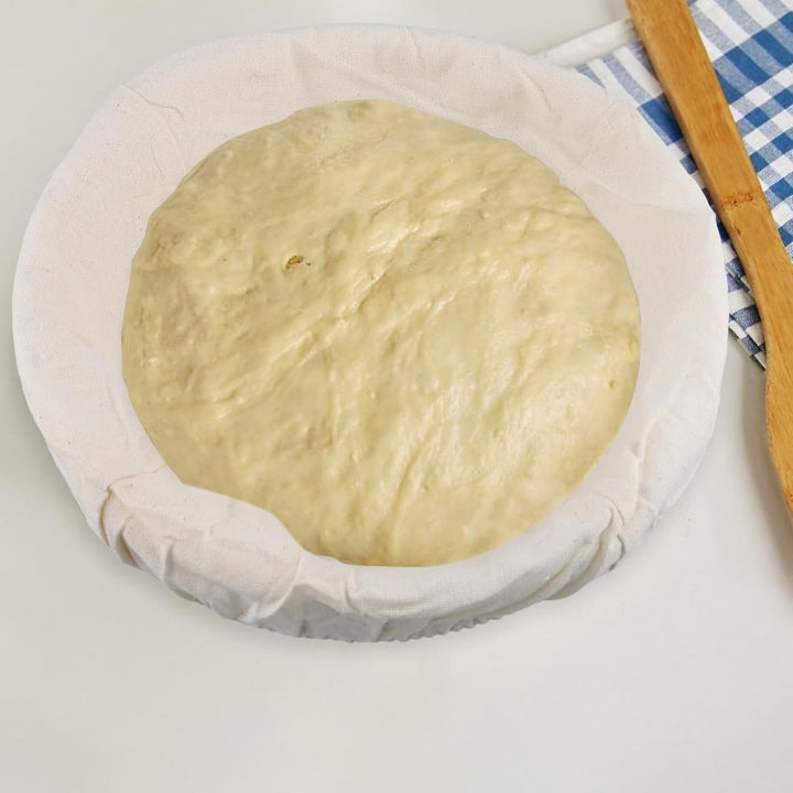 3 Stück Gärkörbchen set rund, 16cm 20cm 25cm Gärkorb Brotkorb mit waschbarem Leineneinsatz und Teigs