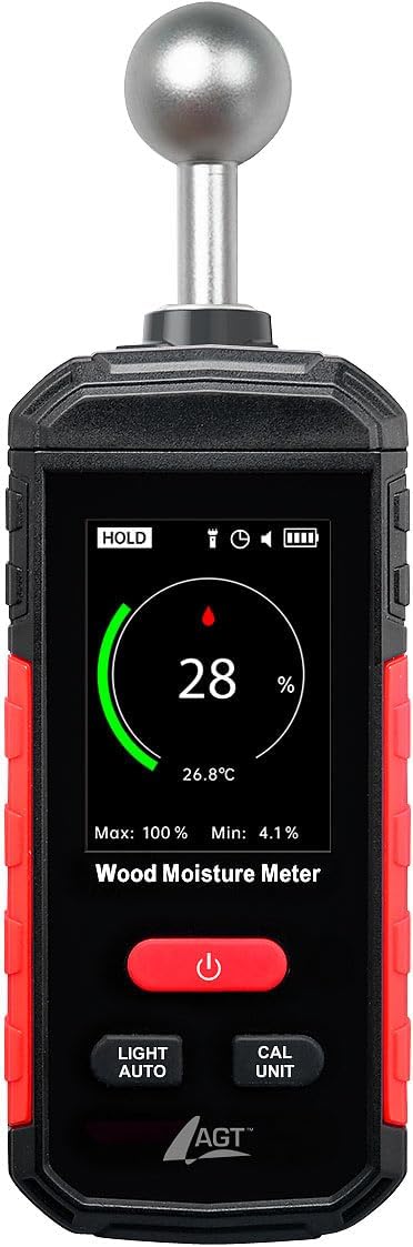 AGT Feuchtemesser: Akku-Feuchtigkeits-Messgerät, nichtinvasive Messung, Farb-LCD, 5-40 mm (Digitales