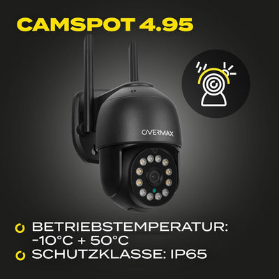 Overmax CAMSPOT 4.95 QHD 4MPx Aussen-PTZ-Kamera, Farb-Nachtmodus 60m Drehbare Kamera 355o/90o, Blick