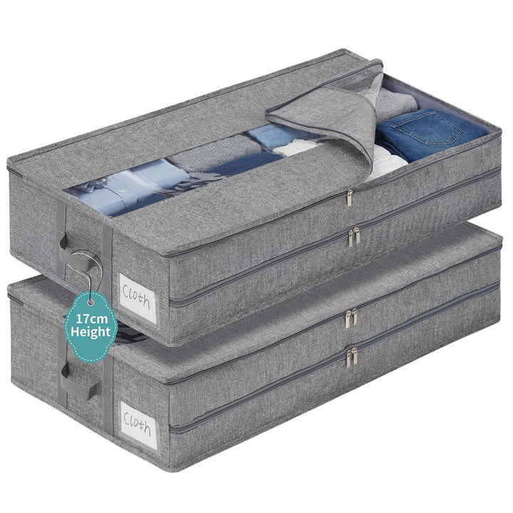GARPROVM Stabil Unterbett Aufbewahrungsbox 2er Set, 76x40x17cm Formstabil Unterbettkommode Unterbett