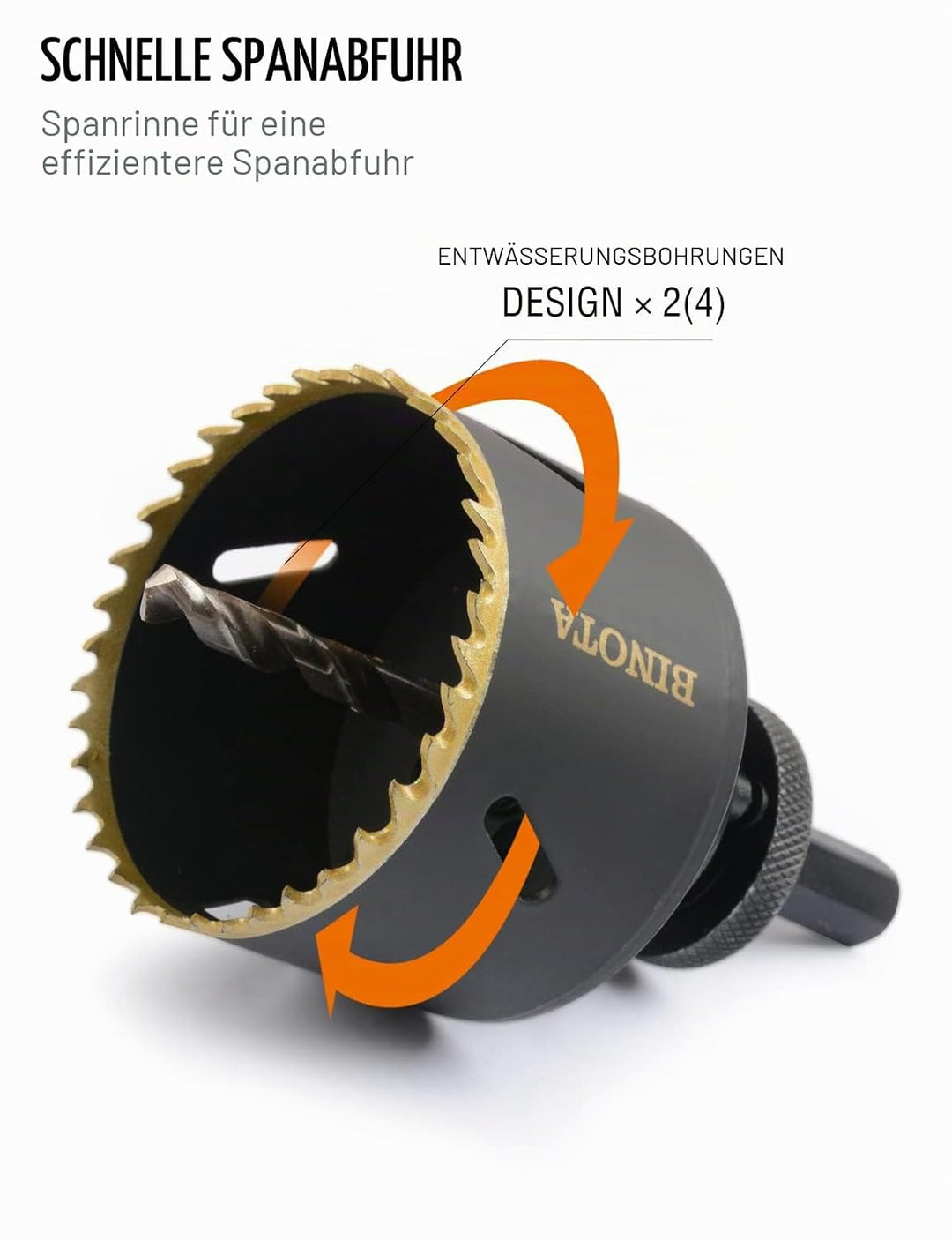 BINOTA Bi-Metall M42-Lochsäge Satz 19-64 mm, für Metall, Holz, Sperrholz, PVC, Faserplatten, Gipspla