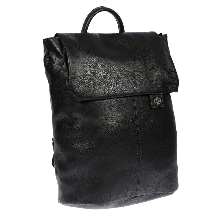 Christian Wippermann grosser Damen Rucksack Tasche in Leder Optik mit Laptopfach schwarz, Schwarz