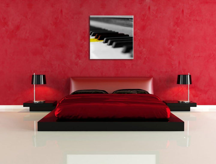 Pixxprint schönes Klavier mit gelben Tasten als Leinwandbild/Grösse: 70x70 cm/Wandbild/Kunstdruck/fe