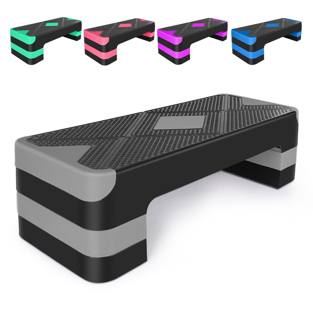 Aerobic Steppbrett Höhenverstellbar Stepper mit 3 Stufen 10/15/20cm, rutschfest Fitness Step-Bench f