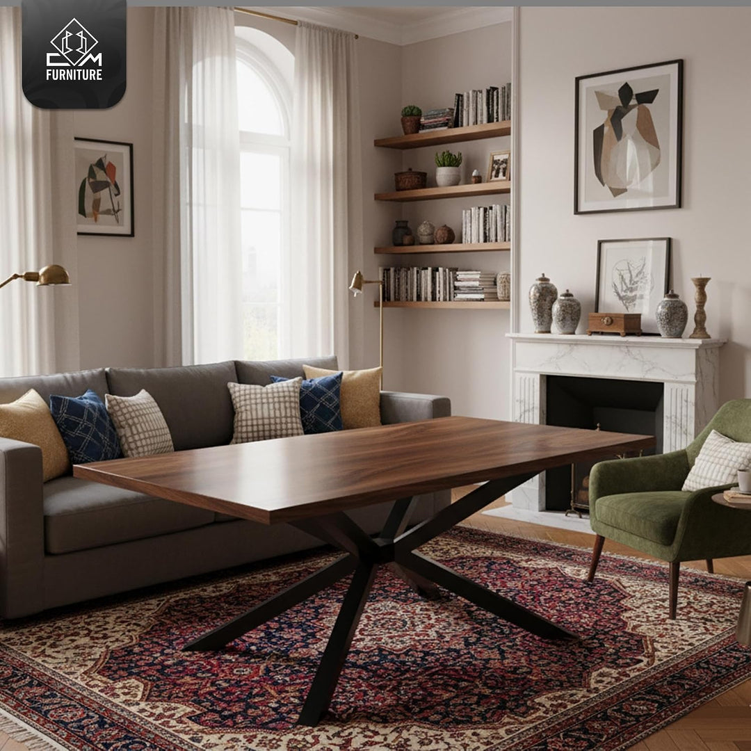 CM Furniture - 1x Tischgestell Spider Form| Tischbeine Metall Schwarz - H72x B76 x L120 cm | Massive