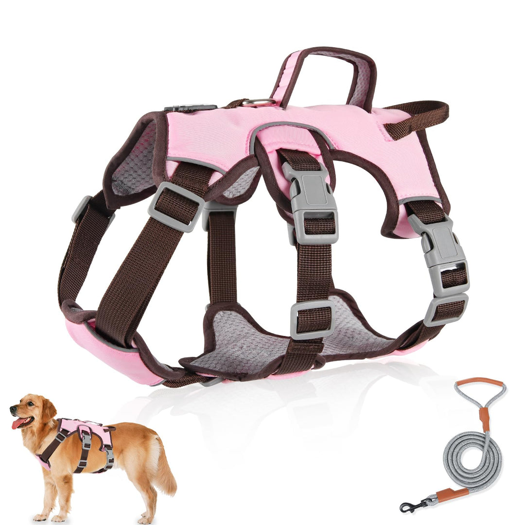 Mehrzweck-Hundegeschirr mit Leine Set, Ausbruchsicheres Anti Zug Hundegeschirr, Anti Zug Geschirr Hu