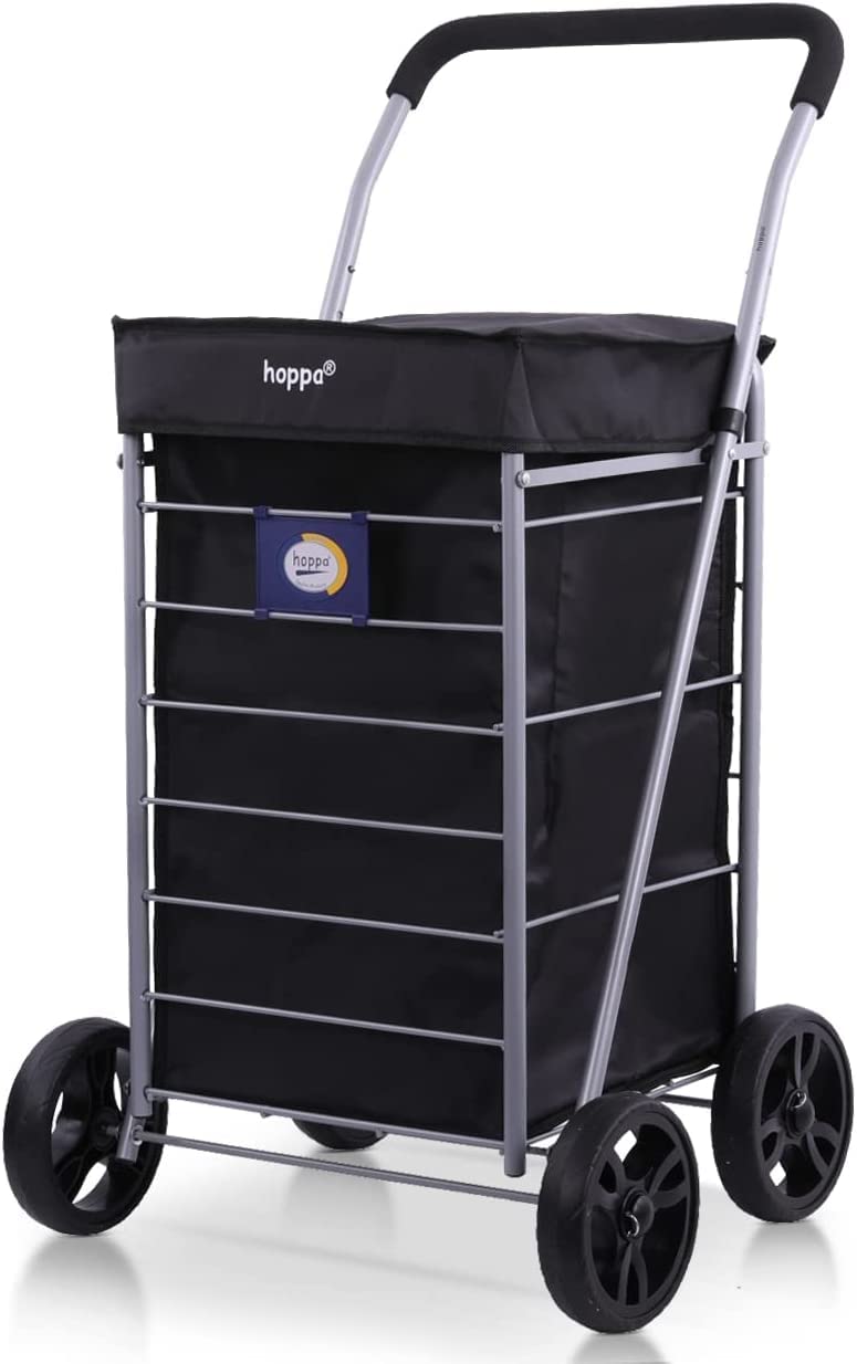 Hoppa Leichtgewichtiger 4-Rädiger Premium 2024 Modell Faltbarer Einkaufswagen Extra Grosse 64l Kapaz