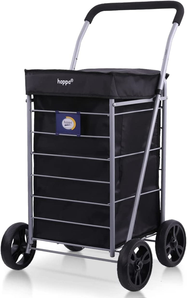 Hoppa Leichtgewichtiger 4-Rädiger Premium 2024 Modell Faltbarer Einkaufswagen Extra Grosse 64l Kapaz