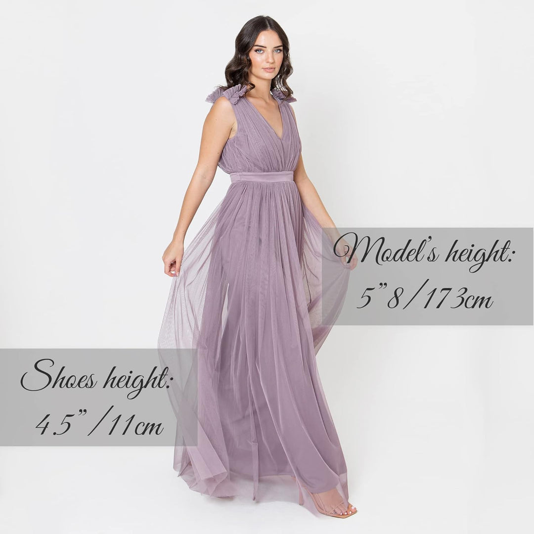 Maya Deluxe Ärmelloses Abendkleid mit Gerafftem V-Ausschnitt & Hoher Taille - Hochzeitsgast Kleid Da