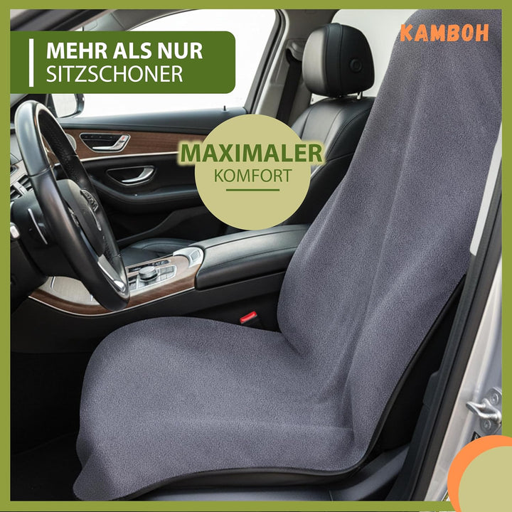 Kamboh® - Universal Autositzschoner für Vordersitze Baumwolle (grau) - Sitzschoner &amp; Schonbezug für