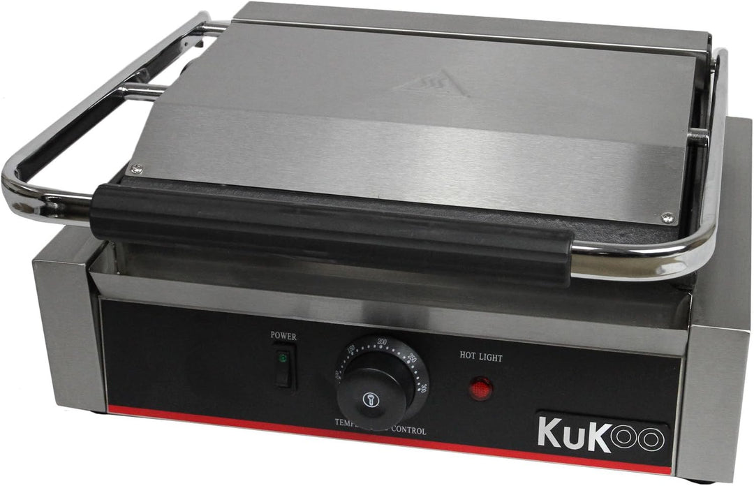 KuKoo Edelstahl Paninigrill Elektrogrill Paninitoaster Sandwichtoaster Grill Tischgrill Gerillt 2200