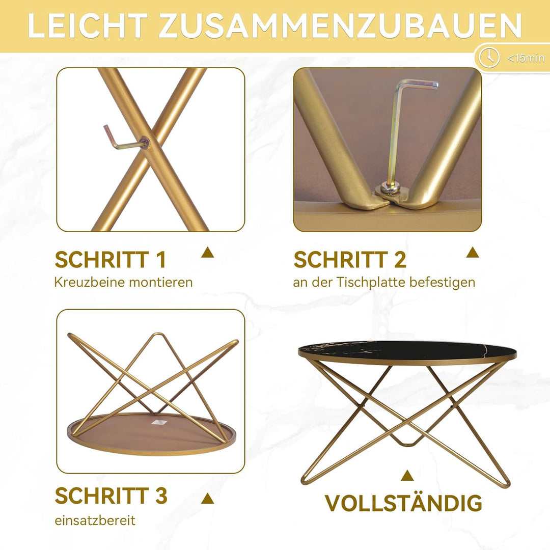 HOLTICO Couchtisch Beistelltisch Rund, Wohnzimmertisch Sofatisch für Wohnzimmer Garten Balkon Schlaf
