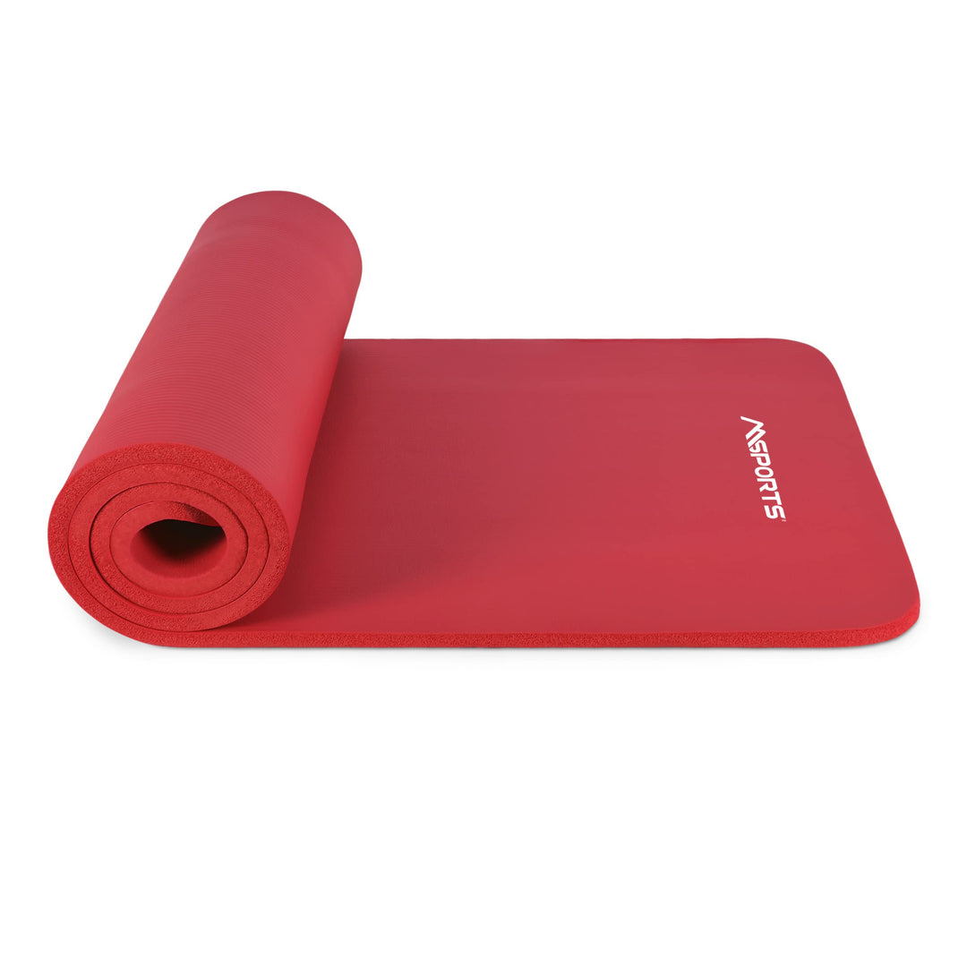 MSPORTS Gymnastikmatte Studio 183 x 61 x 1,0 oder 1,5 cm | inkl. Übungsposter und Tragegurte | Hautf