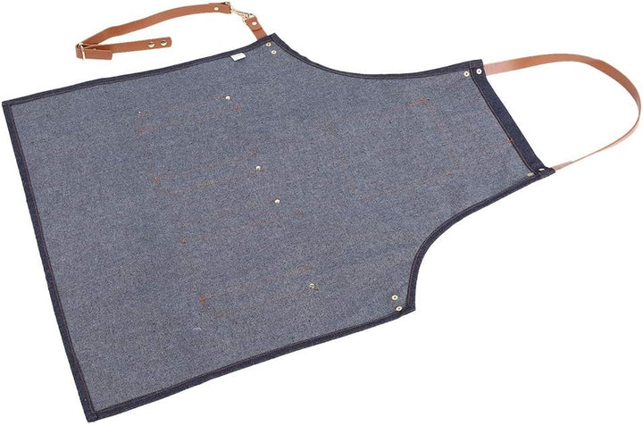 Strapazierfähige Denim-Lätzchenschürze, Jeans-Küchenschürze, verstellbarer Lederriemen, für Bäcker B