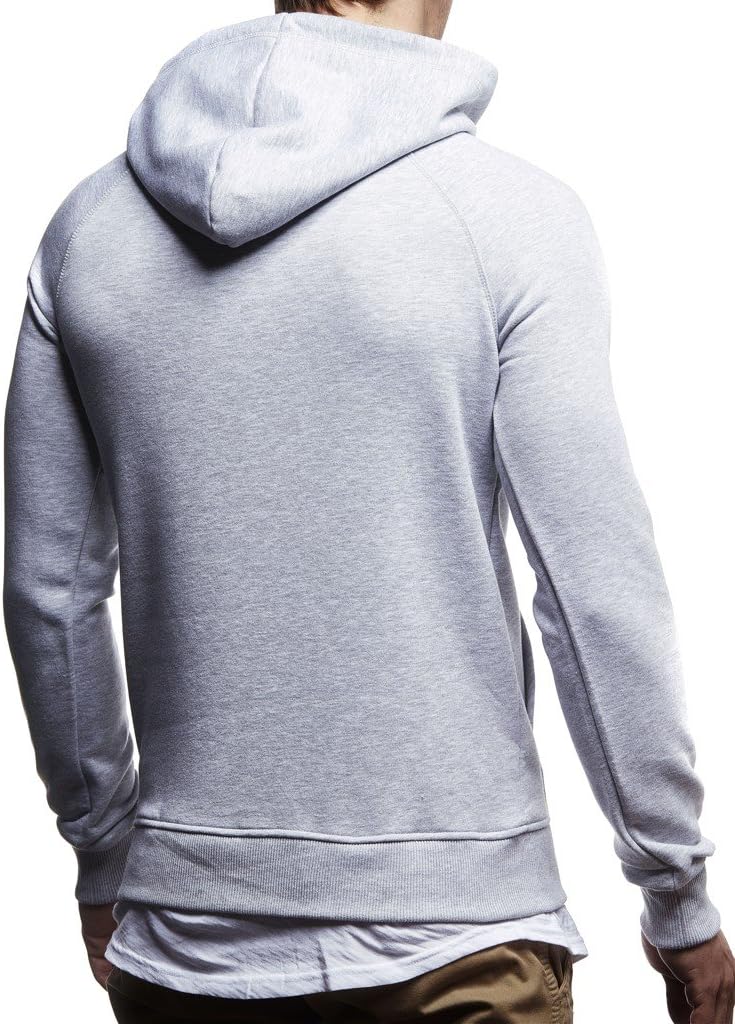 Leif Nelson Herren Pullover Hoodie Kapuzenpullover Longsleeve Basic Sweatshirt Sweater LN8153 S Grau