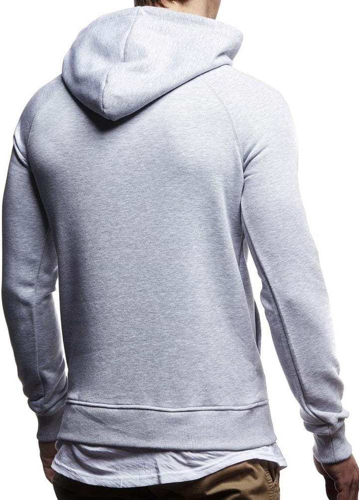 Leif Nelson Herren Pullover Hoodie Kapuzenpullover Longsleeve Basic Sweatshirt Sweater LN8153 S Grau