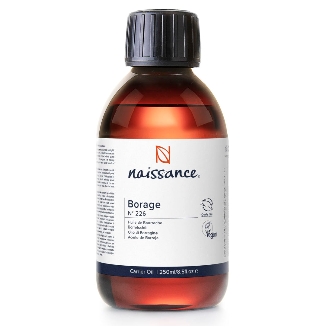 Naissance Borretschöl (Nr. 226) - 225ml - Naturrein, Kaltgepresst Borretsch Öl für Haut, Haare, Körp
