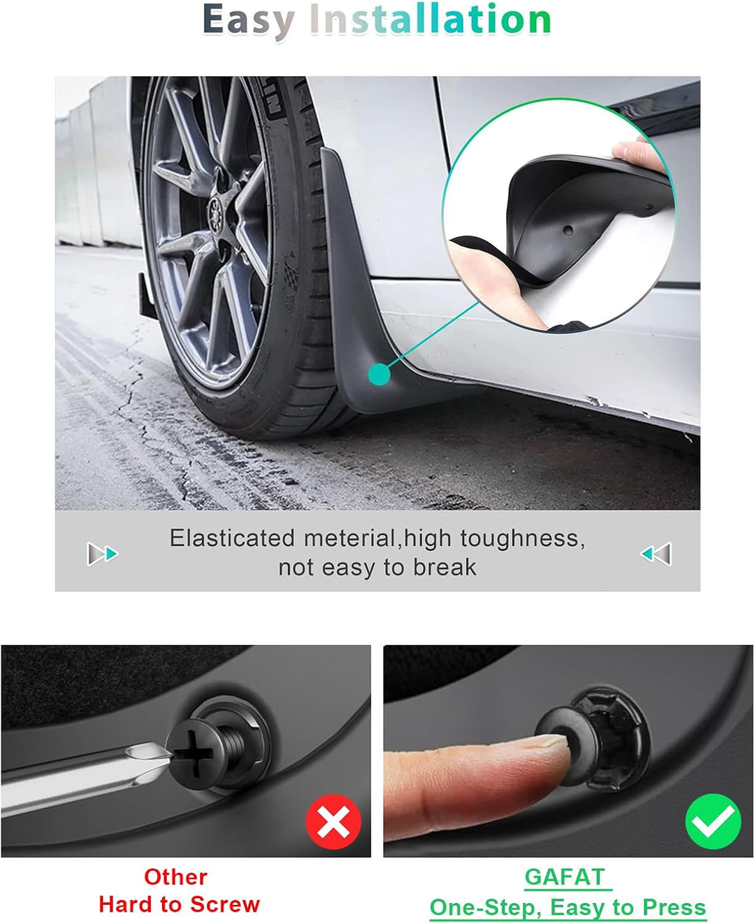 [4 Stück] GAFAT Tesla Model 3 2017-2022 2023 Schmutzfänger, Kotflügel, Spritzschutz Auto, Kunststoff