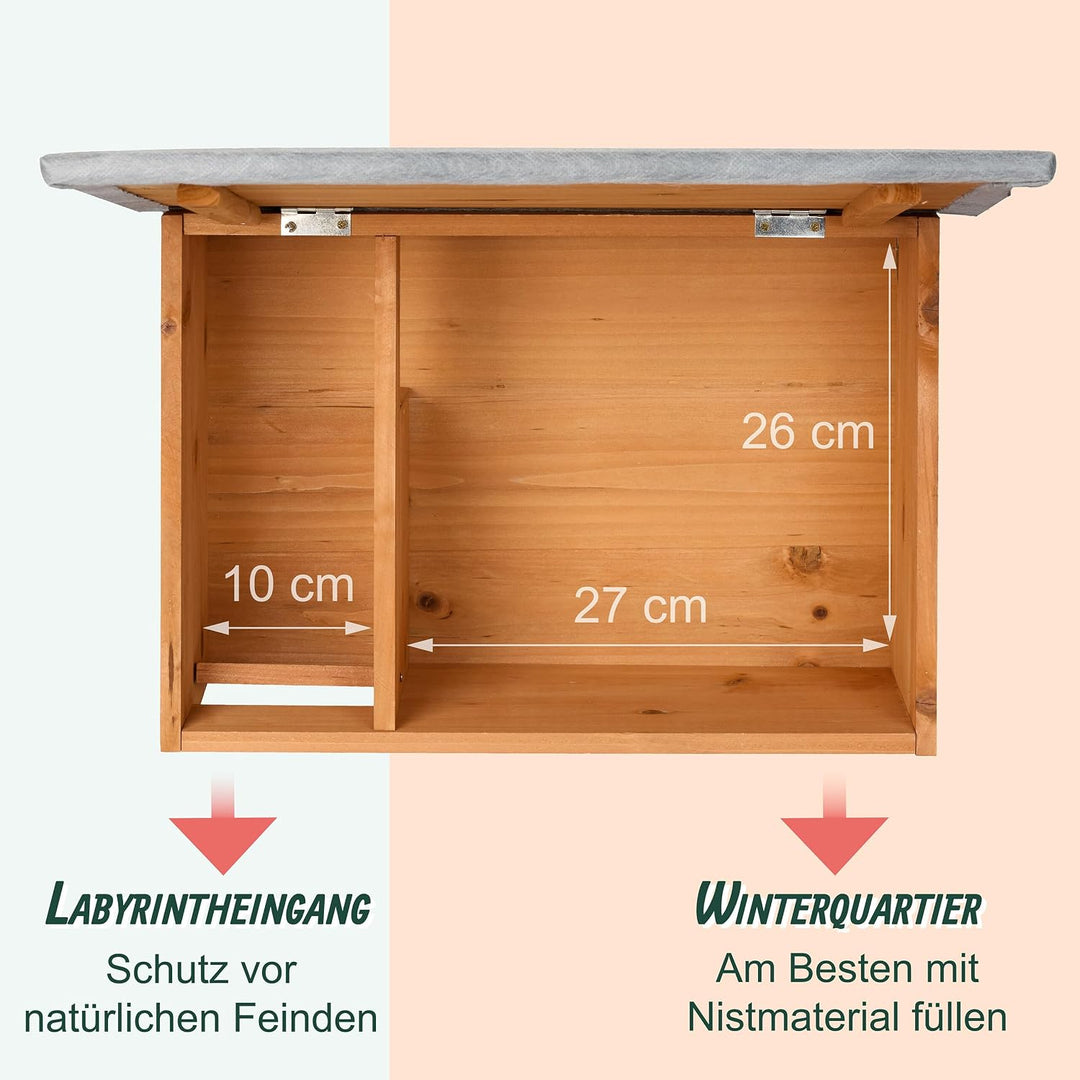 Relaxdays Igelhaus, Bausatz, Igelbau mit Boden, Rattenklappe &amp; Labyrintheingang, Holz, HxBxT: 21 x 4