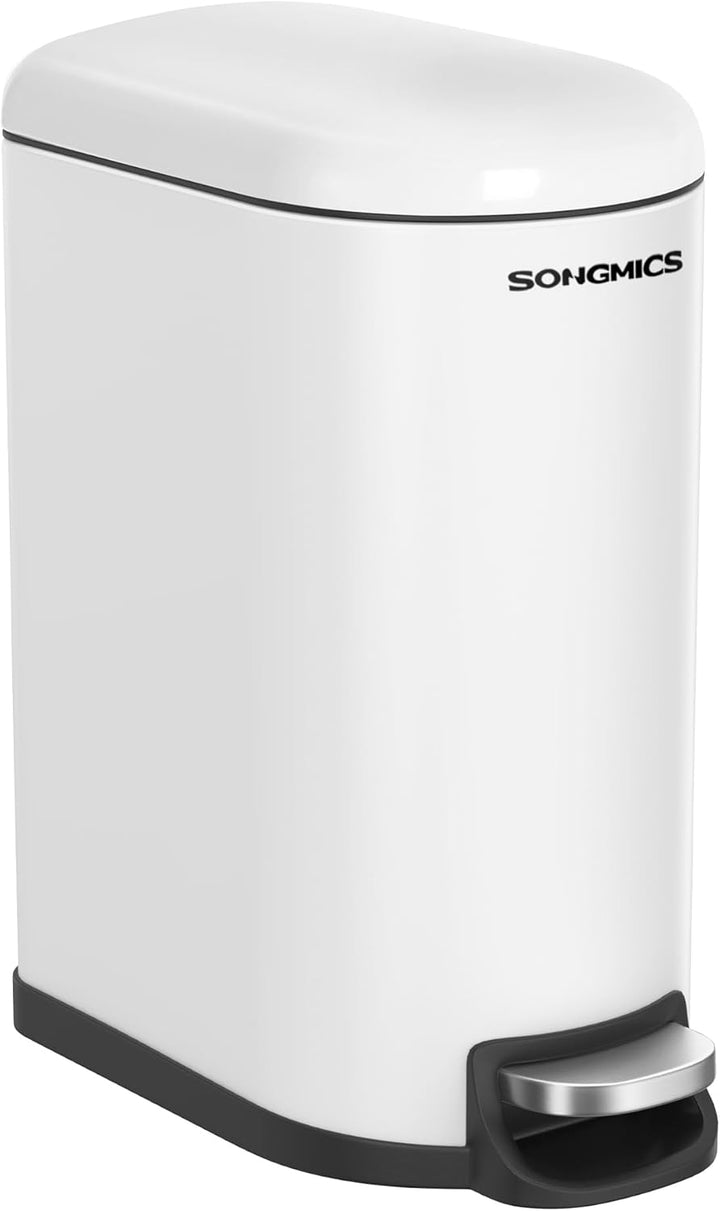 SONGMICS Abfalleimer für Badezimmer, 10 l, klein, Deckel, Treteimer für Toilette, kompakt, kleiner R
