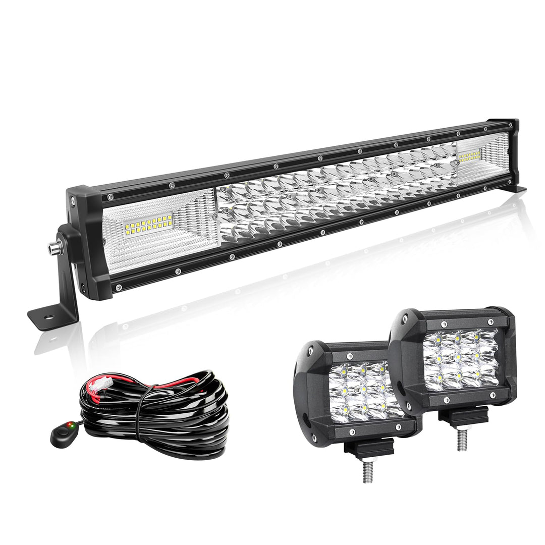 Willpower 22 Zoll 56CM 270W Led Arbeitsscheinwerfer Bar Gebogen + 2pcs 4 Zoll 36W Led Scheinwerfer +