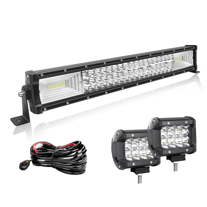 Willpower 22 Zoll 56CM 270W Led Arbeitsscheinwerfer Bar Gebogen + 2pcs 4 Zoll 36W Led Scheinwerfer +