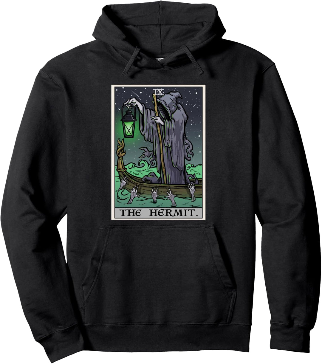 Tarotkarte für den Einsiedler, Gothic, Halloween, Sensenmann, Horror Pullover Hoodie
