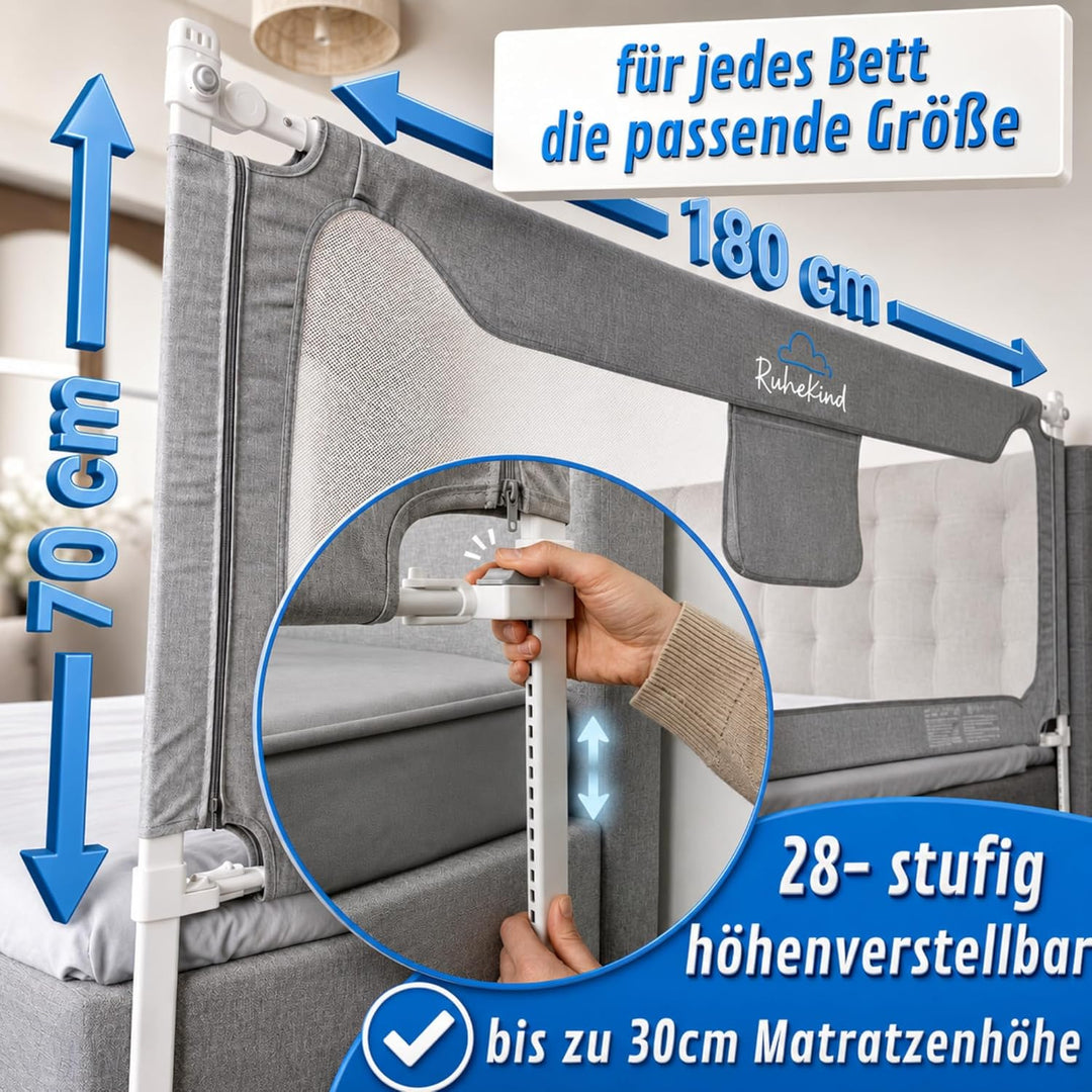 Rausfallschutz Boxspringbett & Bettgitter Rausfallschutz – Bettschutzgitter Set inkl. Befestigungsmö
