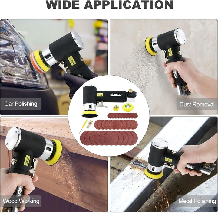 Mini Druckluft Poliermaschine Exzenterschleifer Schleifmaschine Polierer 25mm 50mm 75mm Schleifschei