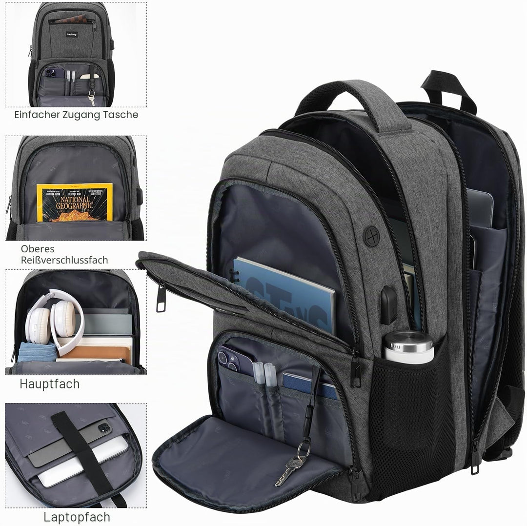 kadilong Schulrucksack Jungen Teenager Rucksack Herren für Uni Arbeit Studium Arbeit,15.6 Zoll Lapto