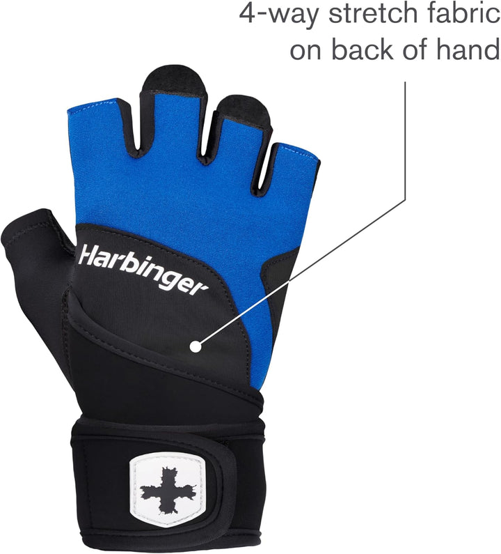 Harbinger Training Grip Wristwrap 2.0 Handschuhe für Gewichtheber, Unisex L Blau, L Blau