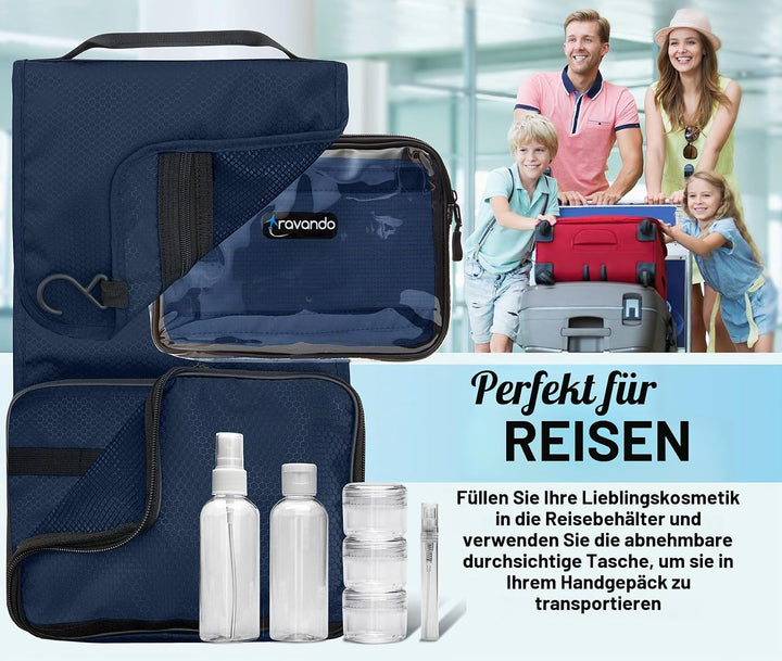 TRAVANDO Kulturbeutel Männer zum Aufhängen Kulturtasche Transparent Waschtasche Durchsichtig Waschbe