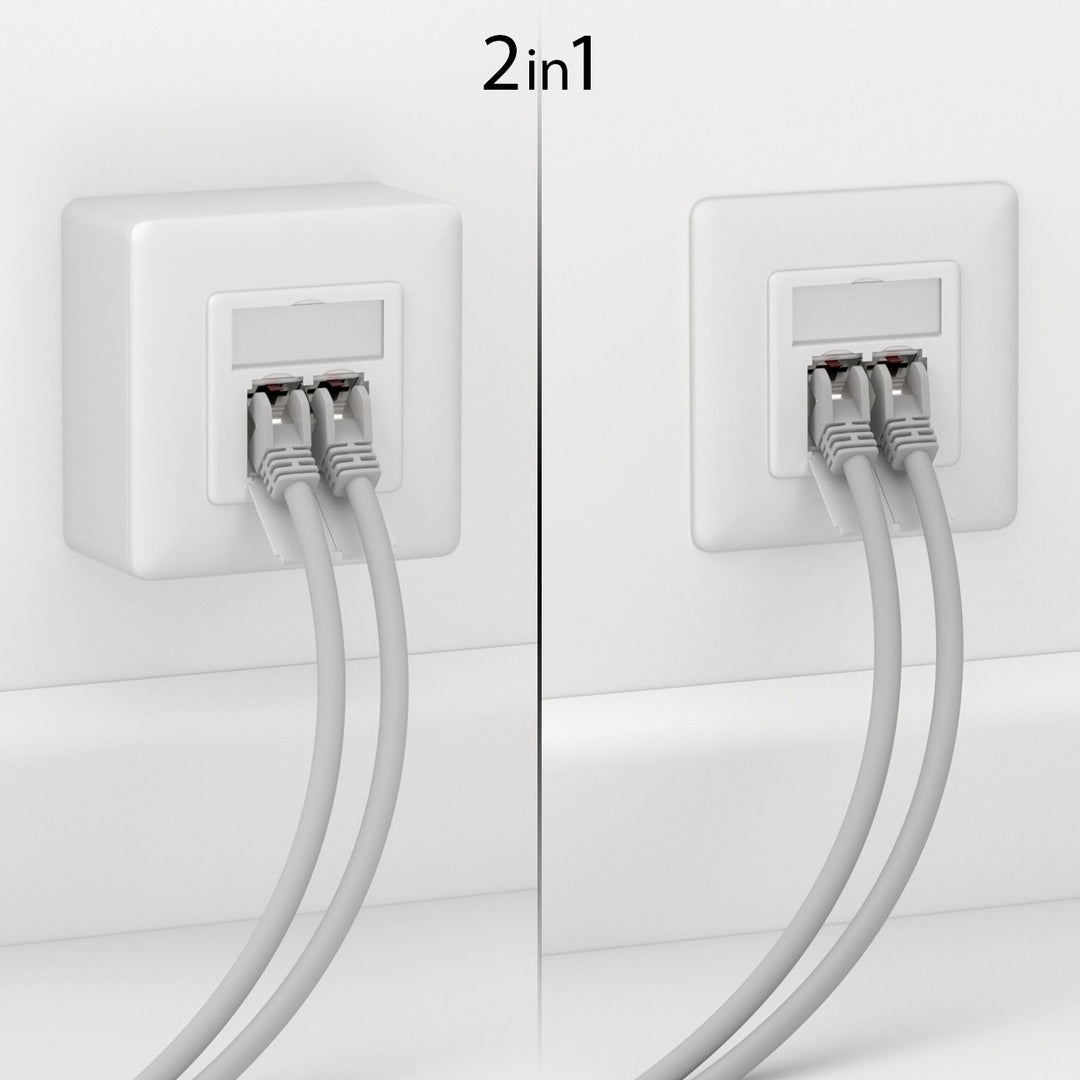 deleyCON 4x CAT 6 Universal Netzwerkdose - 2x RJ45 Port - Geschirmt - Aufputz oder Unterputz - 1 Gig