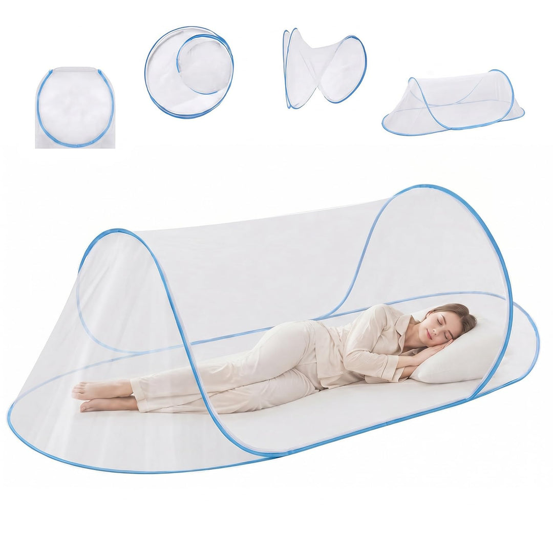 Moskitonetz Bett 200 x 80 x 56 cm, Faltbares Mückennetz für Einzelbett, Reise Camping Insektennetz (