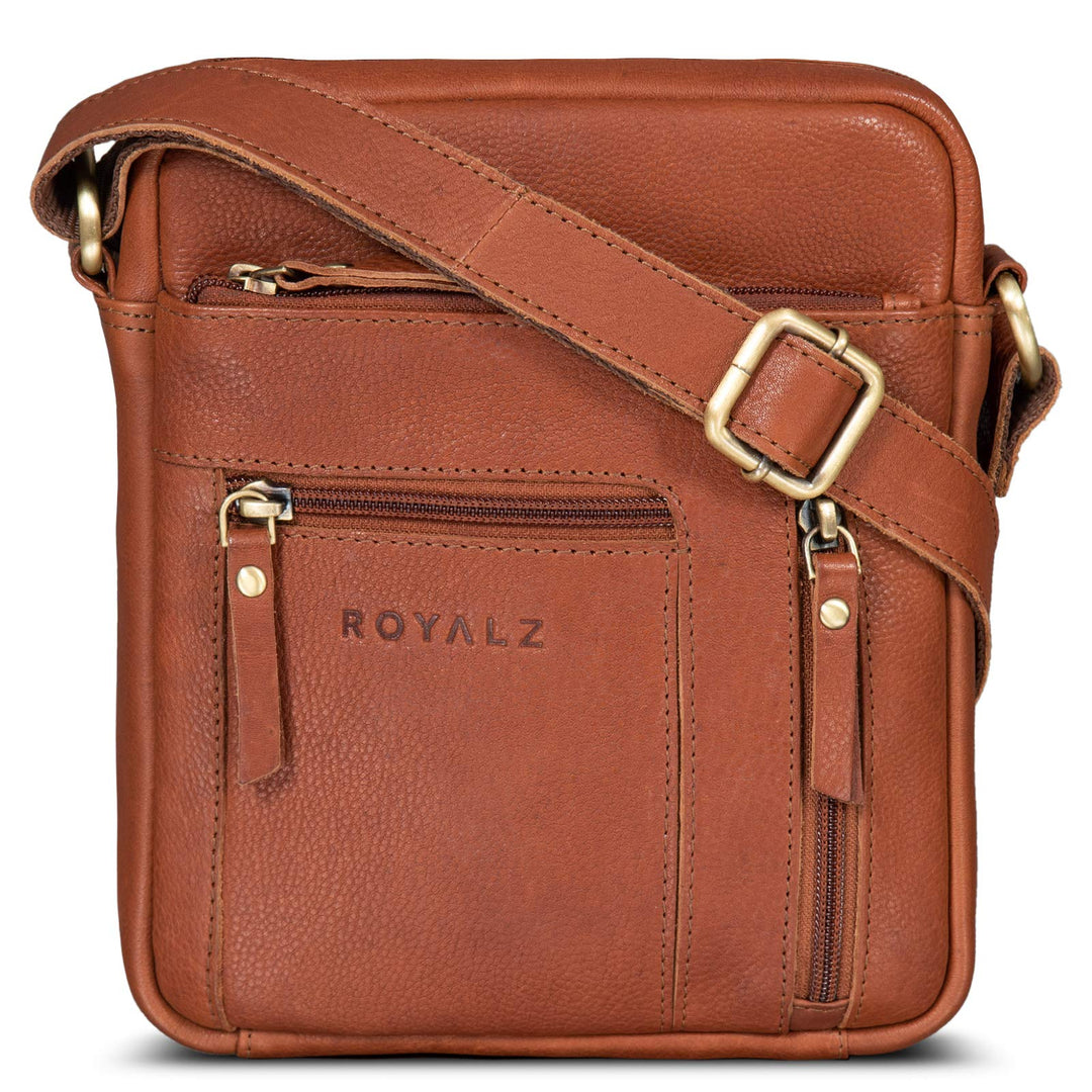 ROYALZ 'Dallas' Kleine Umhängetasche Herren Leder Vintage Look Echtleder Männer Ledertasche Mini Sch