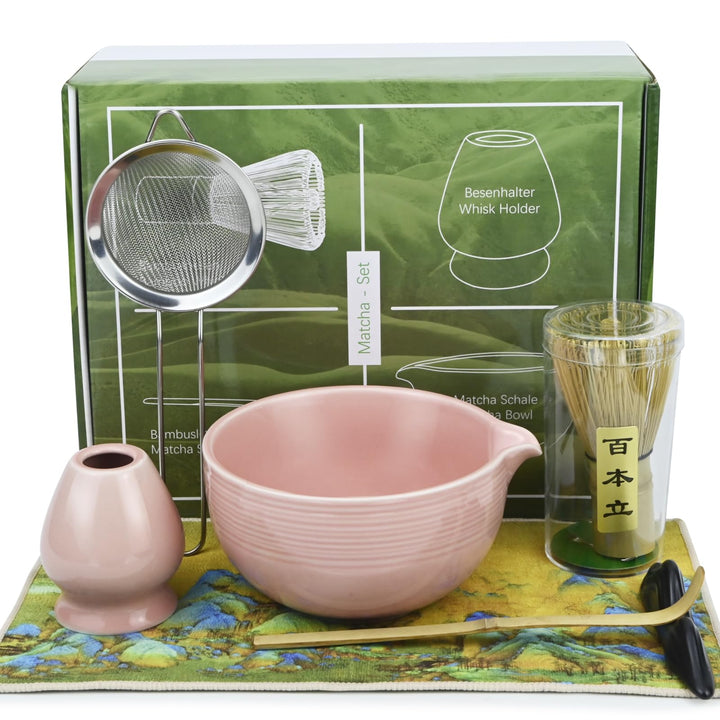 Matcha Set, Stück Macha Tea Set mit Matcha Filtersieb, Matcha-Besen, Matcha Schale, Matcha Löffel Te