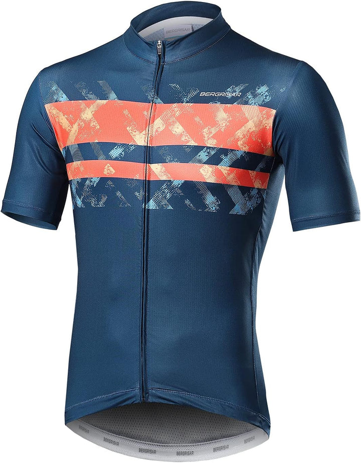 BERGRISAR Kurzarm Fahrradtrikot Herren Radtrikot mit Reissverschluss Taschen Trikots für MTB Mountai