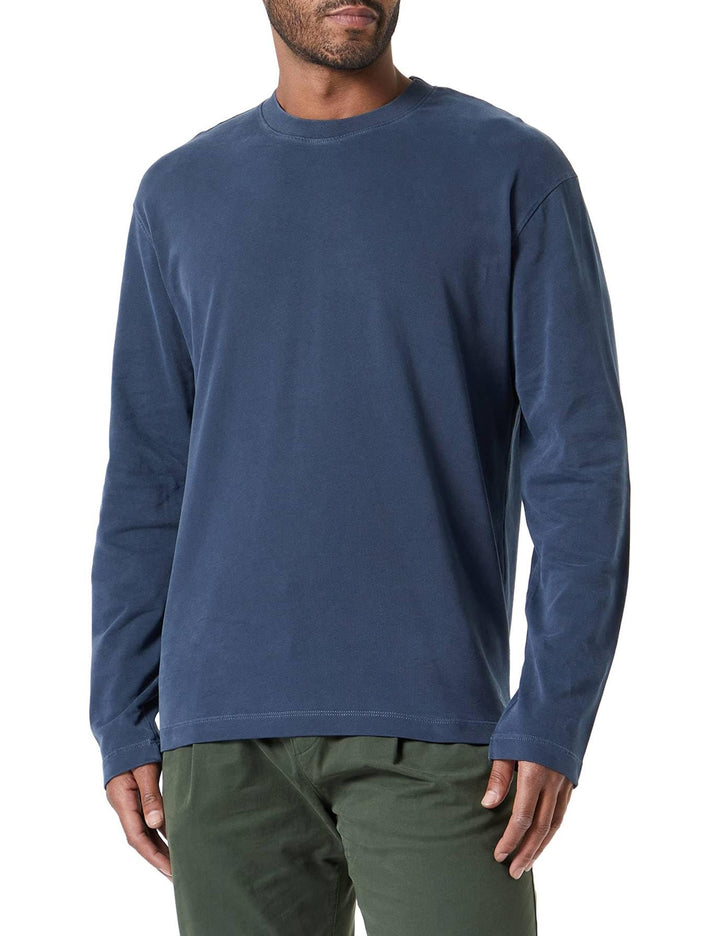 Marc OߴPolo Herren Langarmshirt aus Bio-Baumwolle mit Rundhalsausschnitt, XL Blau