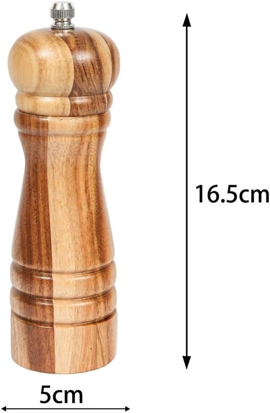 DeroTeno Pfeffermühle aus Akazienholz mit Keramikmahlwerk, H 16,5 cm 1 Stück-16,5cm, 1 Stück-16,5cm